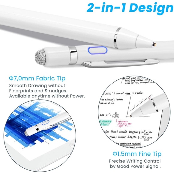Stylus Pen for Amazon Fire HD 10 Table with 1.5mm Ultra Fine Tip Pencil, White - Picture 3 of 12